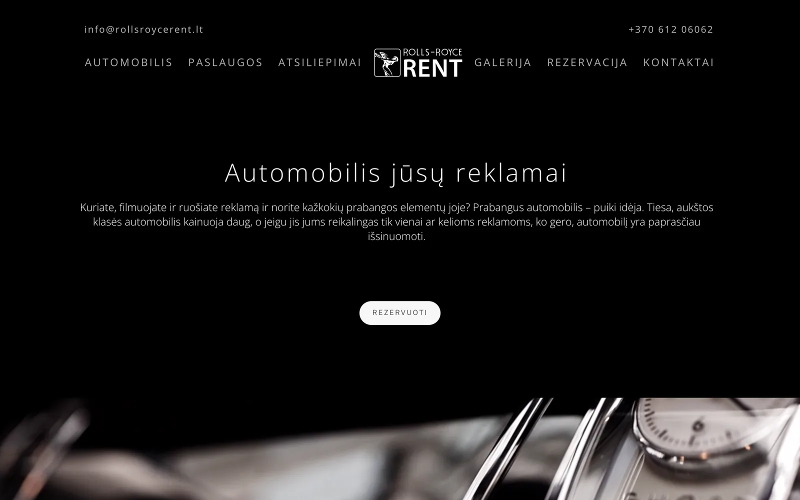 „Rolls-Royce Rent“ automobilio reklamai ir filmavimui puslapis