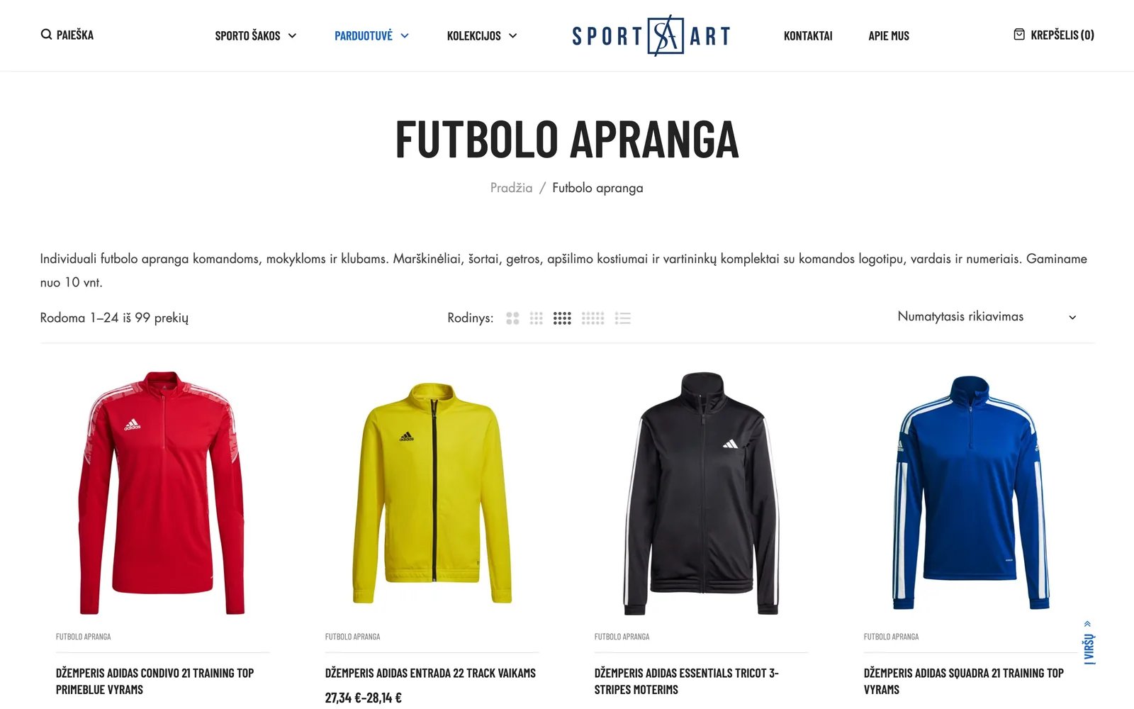 „Sportart.lt“ futbolo aprangos kategorija su „adidas“ džemperiais