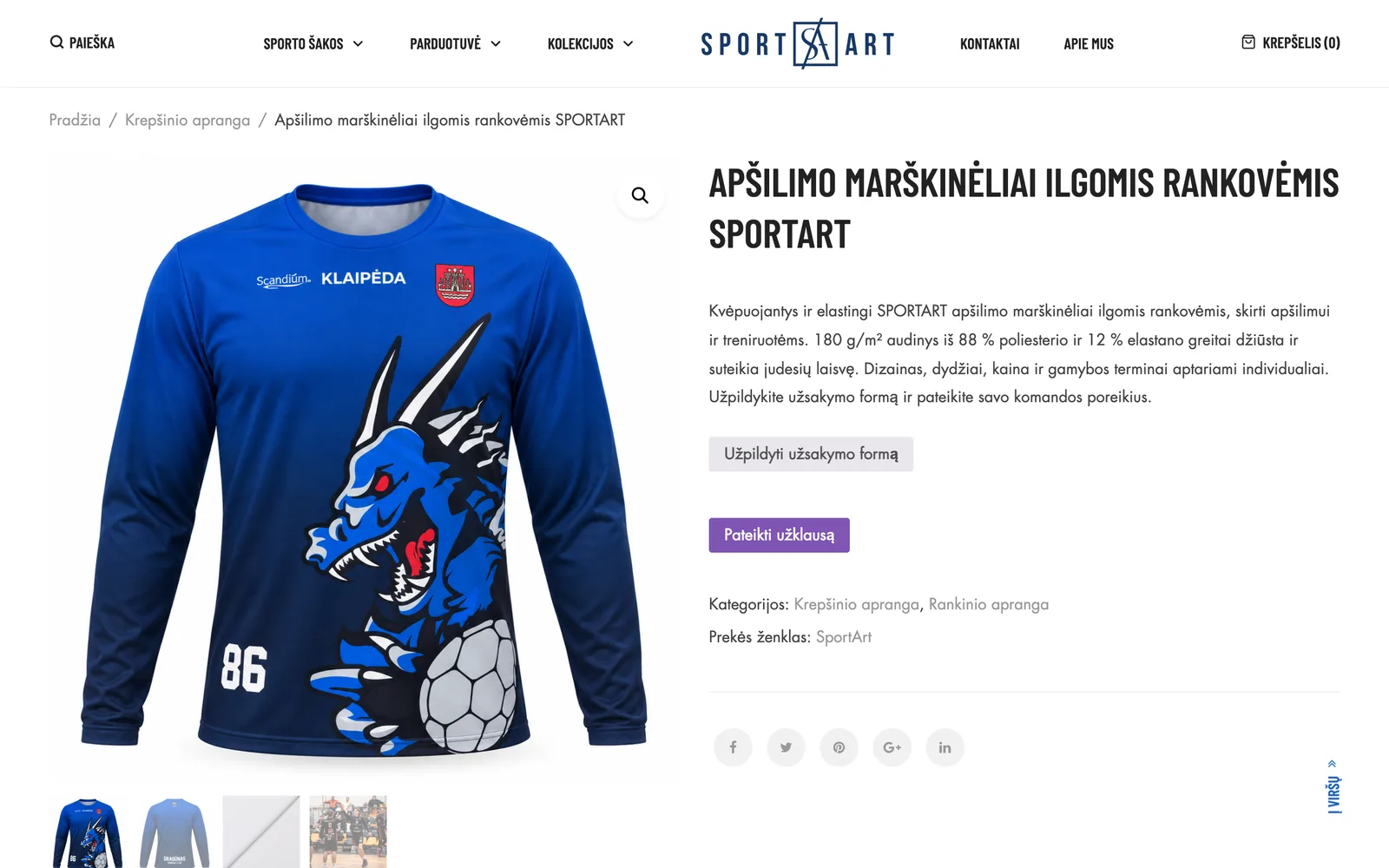 „Sportart.lt“ prekės kortelė: apšilimo marškinėliai ilgomis rankovėmis su individualiu dizainu